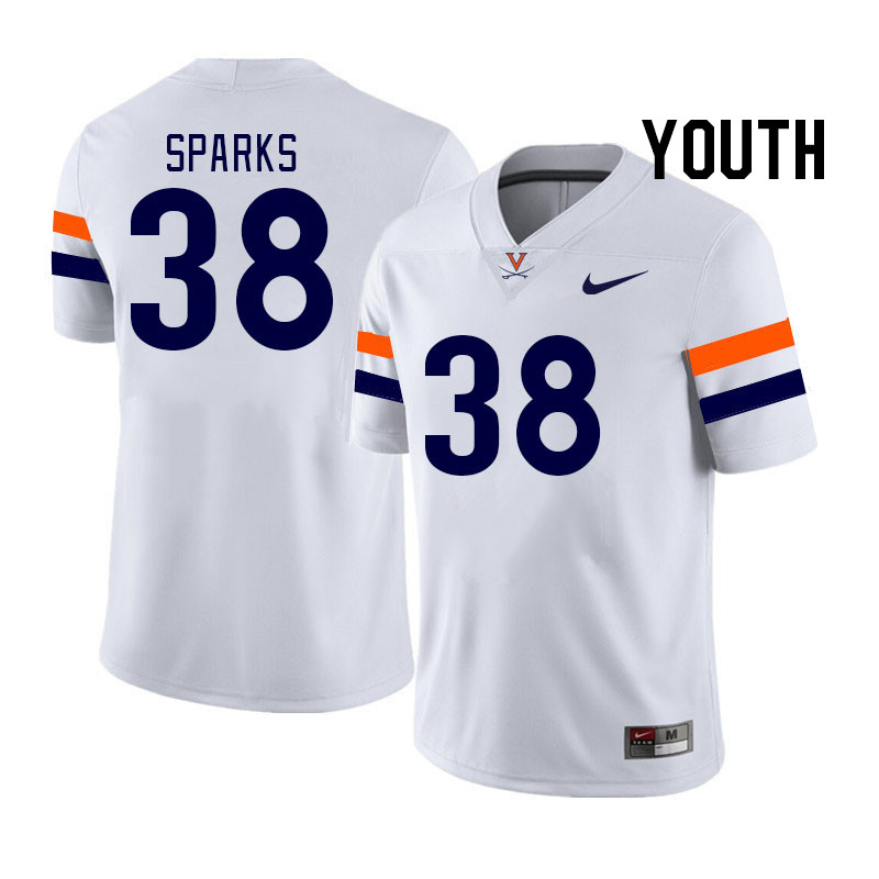 Youth #38 Daniel Sparks Virginia Cavaliers College Football Jerseys Stitched Sale-White